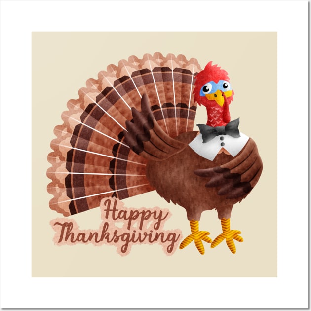 Happy Thanksgiving(turkey) Wall Art by CleanRain3675